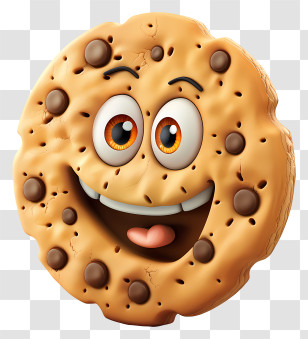 3d Cartoon Dessert - Smiling Chocolate Chip Cookie Cartoon Transparent PNG