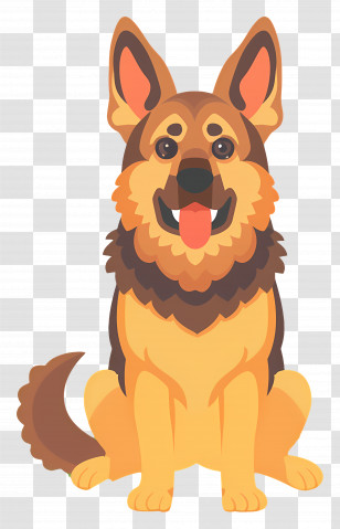 Dog German Shepherd - Seated Cartoon German Shepherd Dog Illustration Transparent PNG