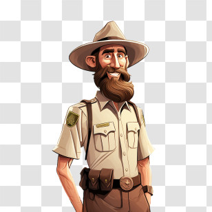 National Park Service Founders Day - Cartoon Park Ranger With Beard Transparent PNG