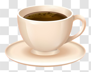 Coffee - White Coffee Cup On Saucer With Hot Beverage Transparent PNG