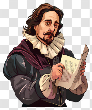 Shakespeare Day - Renaissance Man Holding Document Transparent PNG
