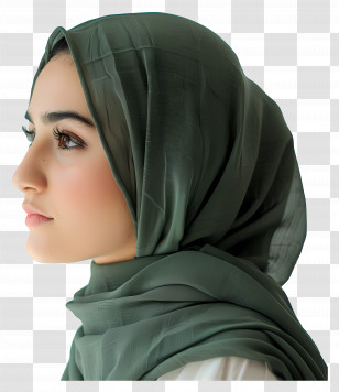 Hijab Girl - Elegant Green Hijab Portrait Transparent PNG
