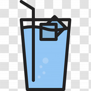 Water Glass - Cartoon Glass Of Blue Drink With Straw Transparent PNG