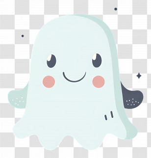 Cartoon Ghost - Cute Cartoon Ghost With Blush Transparent PNG