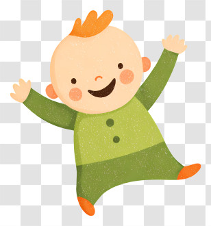 Happy Infant Throw In Air - Happy Child In Green Outfit Transparent PNG