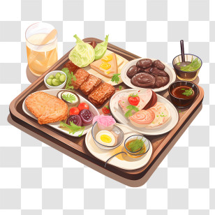 Food Tray - Platter Of Assorted Food And Beverages Transparent PNG