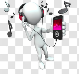 Stick Figure - Music Cartoon Figure Listening Transparent PNG