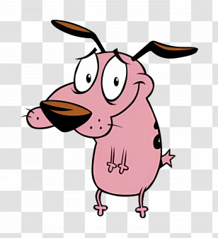 Courage - Pink Cartoon Dog With Funny Expression Transparent PNG