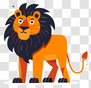 Lion - Cartoon Lion With Mane In Vibrant Style Transparent PNG
