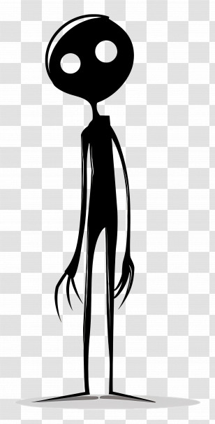 Stick Figure - Black Alien Creature Illustration Transparent PNG