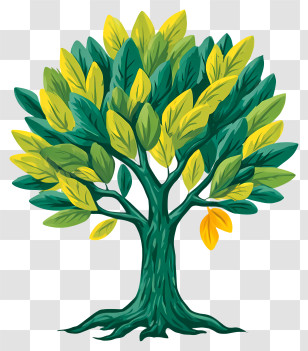 Evergreen Logo - Stylized Green Leafy Tree Transparent PNG