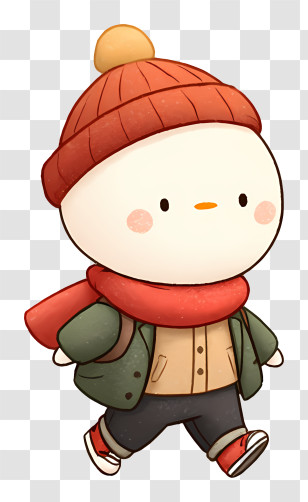 Cute Winter Character With Beanie And Scarf Transparent PNG