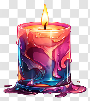 Candlelight - Artistic Candle With Abstract Melting Wax Transparent PNG