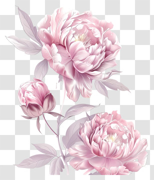 Peonies - Pink Peony Flowers In Bloom Transparent PNG