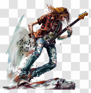 Rock N Roll - Rock Musician Playing Guitar Transparent PNG