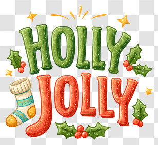 Holly Jolly Christmas - Festive Holly Jolly Christmas Text Transparent PNG