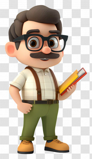 Teacher - Cartoon Teacher Holding A Book Transparent PNG
