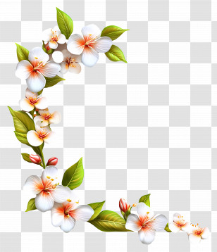 Flower Banner - Floral Corner Decoration With White Flowers Transparent PNG