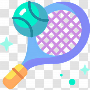 Tennis Racket - Colorful Tennis Racket And Ball Illustration Transparent PNG