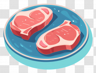 Pork Chops - Raw Steak Slices On A Plate Transparent PNG