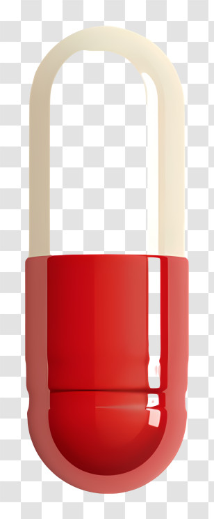 Medicine Tablet - Red And White Capsule Shaped Like A Lock Transparent PNG