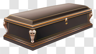 Funeral - Black Luxury Coffin With Gold Accents Transparent PNG