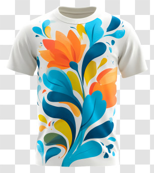 Summer Tshirt - Colorful Floral T-Shirt Transparent PNG