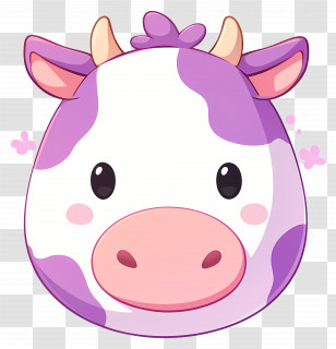 Kawaii Cow - Purple Cow Face Transparent PNG