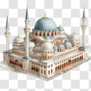 Mosque - Elegant Islamic Mosque Architecture Illustration Transparent PNG