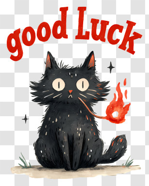 Good Luck - Good Luck Black Cat Illustration Transparent PNG