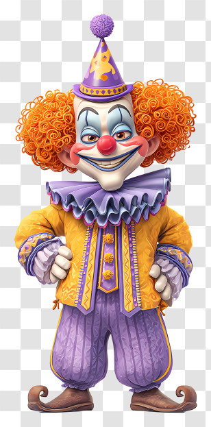 Birthday Clown - Colorful Clown With Orange Hair Transparent PNG