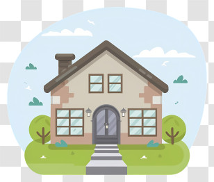 Flat Design - Small Modern House Illustration With Garden Transparent PNG