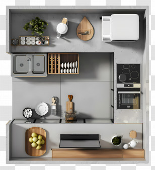 Kitchen Top View - Modern Kitchen Layout Design Transparent PNG