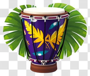 Congo Drum - Colorful Hand Drum With Tropical Patterns Transparent PNG