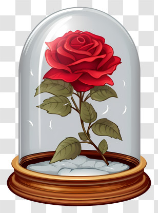 Crystal Dome - Elegant Red Rose In Glass Dome Transparent PNG