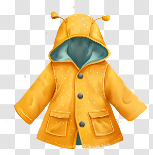 Raincoat - Yellow Rain Jacket With Hood For Children Transparent PNG