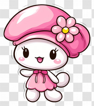 Cartoon Character - Cute Cartoon Character With Pink Hat Transparent PNG