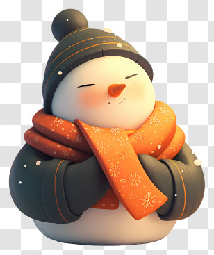 Cute Snowman - Smiling Cozy Snowman Transparent PNG