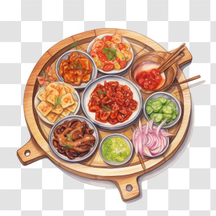 Korean Food - Traditional Meal Platter With Mouthwatering Variety Transparent PNG