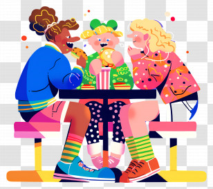 Eating Fast Food - Friends Enjoying A Meal Together Transparent PNG