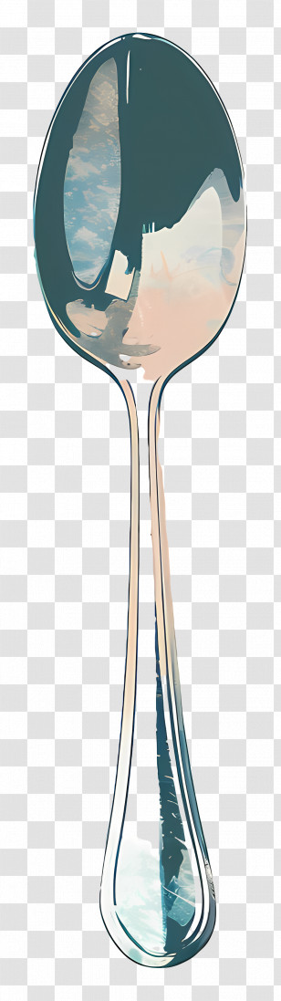 Spoon - Stylized Metallic Spoon Illustration Transparent PNG