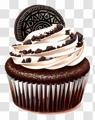 Oreo Cupcake - Yummy Cupcake With Oreo Topping Transparent PNG