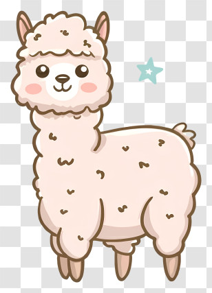 Llama - Cute Alpaca Cartoon Character Illustration Transparent PNG