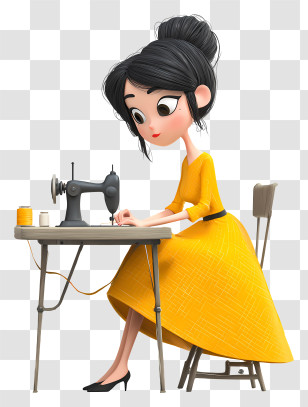 Girl Making Dress - Woman Sewing Transparent PNG