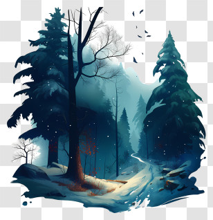 Snowy Forest Path - Misty Snowy Forest Path Illustration Transparent PNG