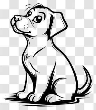 One Line Dog - Cartoon Puppy Illustration Transparent PNG