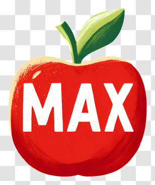 Max Logo - Red Apple Icon With MAX Text Transparent PNG