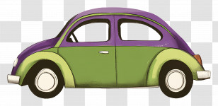 Cartoon Car - Green And Purple Classic Car Illustration Transparent PNG
