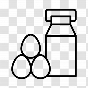 Milk And Egg - Milk Carton And Eggs Outline Transparent PNG