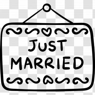 Just Married - Just Married Sign With Decorative Elements Transparent PNG